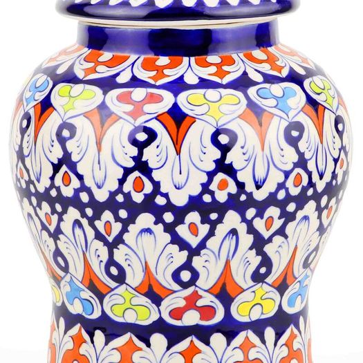 Multicolor Handmade and Hand Painted Large Ceramic Jar with Lid, Chinese Style Jar | Warehouse Clearance | Massive Discount | Bargain prices