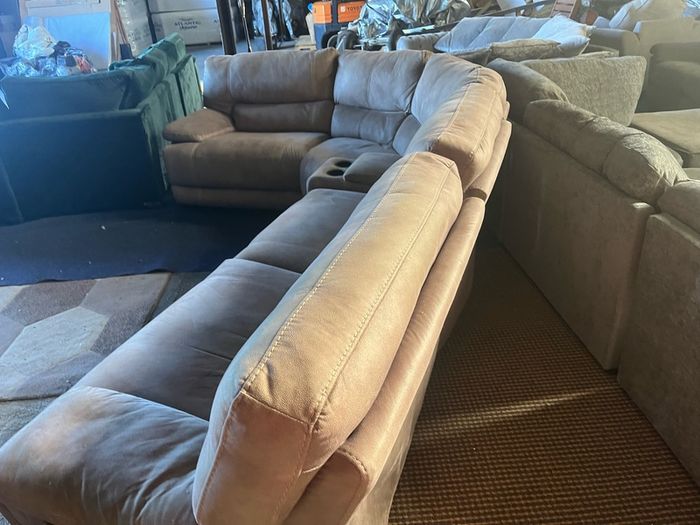 Beige corner recliner manual recliner sofa