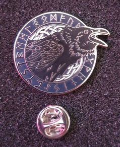 Norse/ viking, pin back badge.