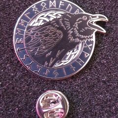 Norse/ viking, pin back badge.
