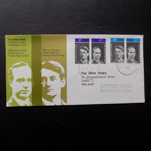 Irish Times 1970 FDC.50th Anniversary of the Death of Thomas MacCurtain and Terence MacSwiney.