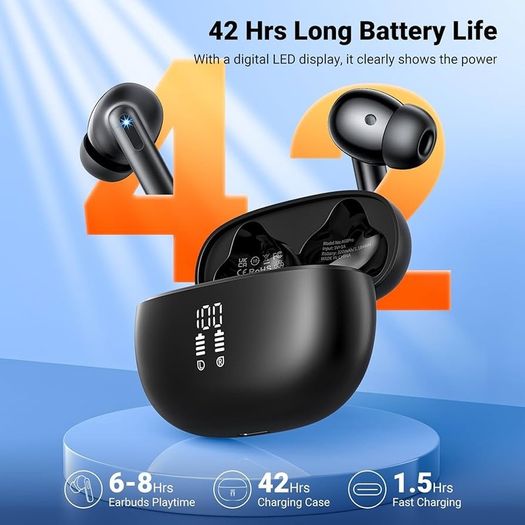 NEW SALE | Wireless Earbuds, Bluetooth 5.3 Headphones in Ear with HiFi Stereo Deep Bass & 4 ENC Mic, 42H Playtime Wireless