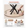 5-Piece Dining Table Set, Space-Saving Round Kitchen Table with 4 Upholstered Orange Chairs, PU Leather Cushions, Modern Wood-Tone Desk with Adjustable Foot Pads for Dining Room, Small Spaces Image 4