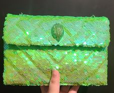 Kurt Geiger Sequin Kensington Medium Handbag in Green