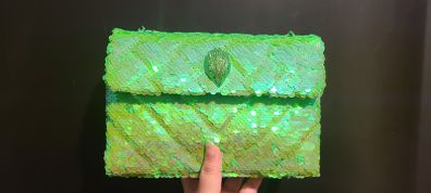 Kurt Geiger Sequin Kensington Medium Handbag in Green