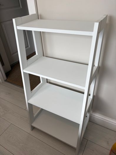 White ladder storage unit