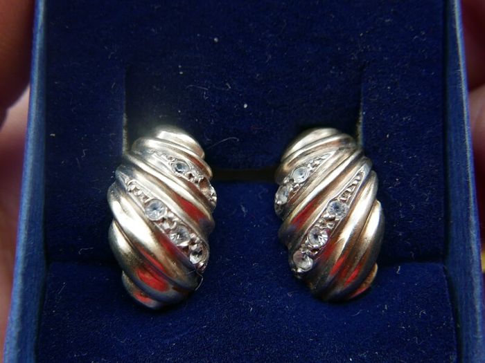 Vintage Sterling Silver  Earrings 1980s Gold Plated Shell Design 4,70g