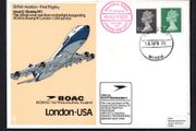 1971 Great Britain Illustrated Flight Cover Commemorating British Aviation inauguration BOAC's Boeing 747 London - USA Service tying 1 1/2d &amp; 2d Machin definitive stamp