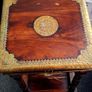 Beautiful Indian Mahogany Ornate Side Table Brass Detailing & Drawer Image 2