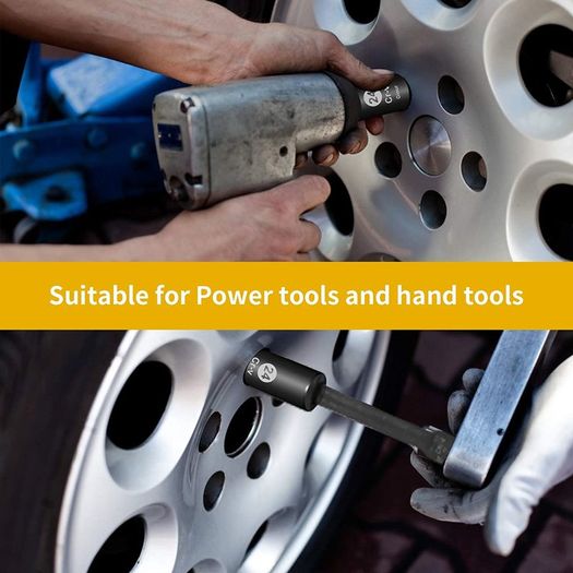 Impact Socket Set 1/2-Inch, 19PCS Drive Master Deep Impact Socket Set 8mm - 24mm, Metric, CR-V, 6 Point, with 3pcs Drive Impact Extension Bar Set 3", 5",10"
