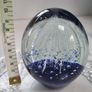 Vintage Controlled Bubble & Cobalt Blue Art Glass Paperweight Image 4