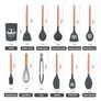 12 PCS Silicone Cooking Utensils Set with Wooden Handle, Heat Resistant, Nonstick Cookware Tongs Spatula Spoon Set, Dishwasher Safe, Best Kitchen Tools Grey Image 3