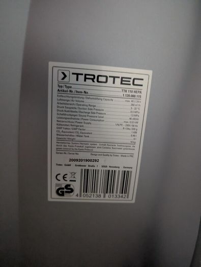 Trotec Dehumidifier for parts