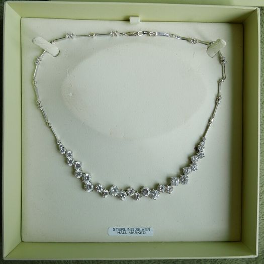 Fields Sterling Silver 925 Cubic Zirconia Necklet l16" 20,93g