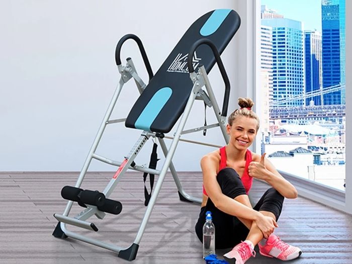 Foldable Gravity Inversion Table AB Exercise Bench Back Therapy Home Fitness Bench, Multi