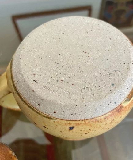 Vintage Stoneware Creamer or Small Jug & Lidded Sugar Bowl made by Badger Hill Pottery