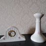 Irish Parian Donegal China "Rose" Mantle Clock and Candle Holder Image 2