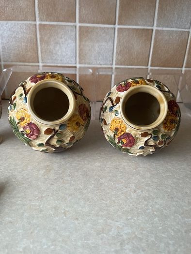 Pair Indian Tree Handpainted Vases HJ Wood Staffordshire