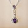 Sterling Silver Natural Amethyst Drop Pendant and Chain (February Birthstone) Image 2
