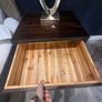 2 x industrial style wooden bedside lockers with 2 x lamps Image 6