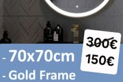 LED Bathroom Mirror Gold Frame Antifog Defogger