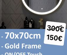 LED Bathroom Mirror Gold Frame Antifog Defogger