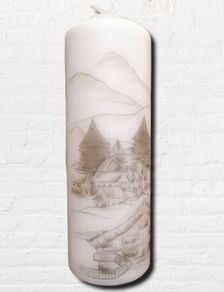 Winter christmas mountains image decorative candle