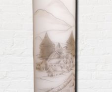 Winter christmas mountains image decorative candle