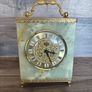 Vintage Mantel Clock Onyx Azizoff 1970s Marble Quartz Brass Shelf Desk Carriage Battery Powered Clock Made in England/ West Of Germany Untested Parts Or Repair Image 3