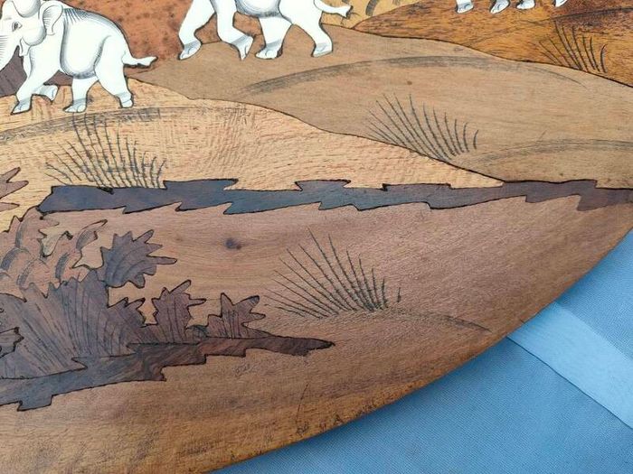 2 X Vintage Indian Rosewood Marquetry panels