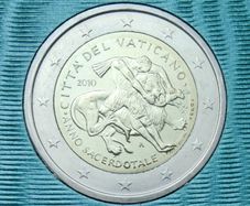 Vatican 2 Euro Brilliant Uncirculated Coin 2010 - Benedict XVI Year for Priests