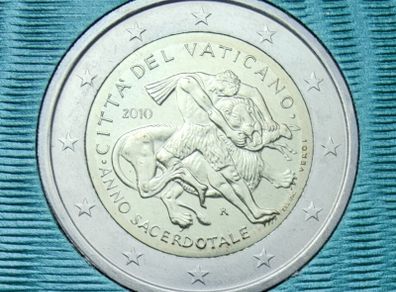 Vatican 2 Euro Brilliant Uncirculated Coin 2010 - Benedict XVI Year for Priests