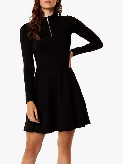 Karen Millen High Neck Zip Black Jersey Dress