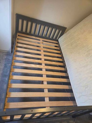 Wooden Bed Frame with Mattress in Good Condition