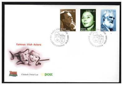 1999 Ireland Famous Irish Actors Michal MacLiamnoir, Siobhan McKenna & Noel Purcell Commemorative Stamps An Post First Day Cover (FDC)