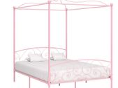 Canopy Bed Frame Pink Metal 160x200 cm