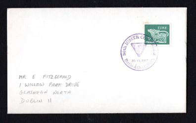 1977 Ireland 30th IOMTR (International Organisation for Motor Trades and Regarins Congress, Burlington Hotel, Dublin 4 cancel tying 9p Gerl definitive stamp