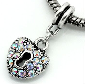 Pandora Style AB Colour Rhinestone Heart Charm