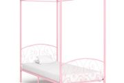 Canopy Bed Frame Pink Metal 100x200 cm
