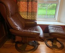 Leather Chair and Footstool