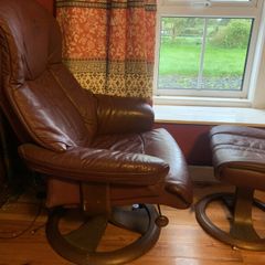 Leather Chair and Footstool