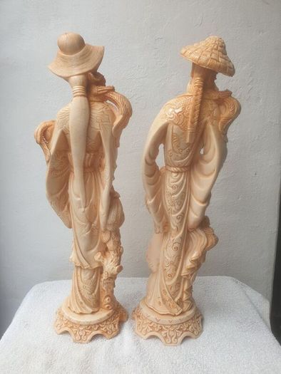 Vintage Matching pair of faux Ivory Oriental Style figures