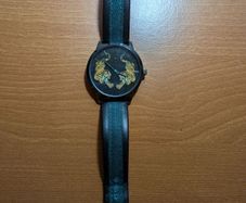 River Island tiger design men's watch on fabric strap