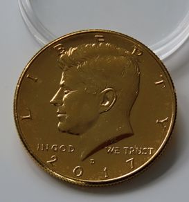 JFK Kennedy Half dollar 2017 D 24 Karat Gold plated