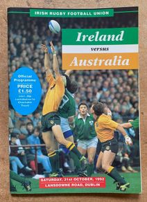 Very Rare 1992 Ireland v Australia - International Rugby Match Programme