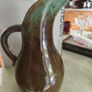 Vintage Art Pottery Pitcher braown / Vase Green W/Blue Drip Glaze marked S. Image 9