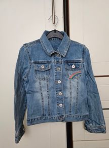 Girls blue washed denim jacket