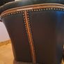 Black leather sofa with oak Image 4