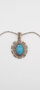 925 vintage sterling silver necklace and 800 silver turquoise pendant