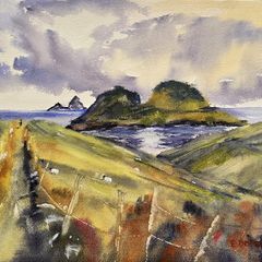 st finians bay watercolour